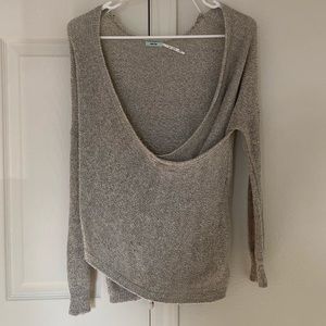 Grey Cross Front Wrap Sweater